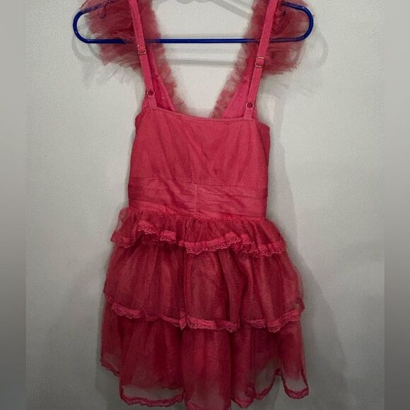 LoveShackfancy Pink Tulle Ruffled ZoRina Lace Trim Mesh Mesh Dress 00 - Picture 8 of 8